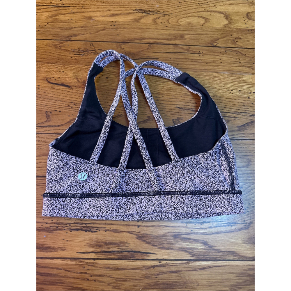 Lululemon Energy Bra Size 4 B/C Cup Speckle Yum Yum Pink Black O18 EUC